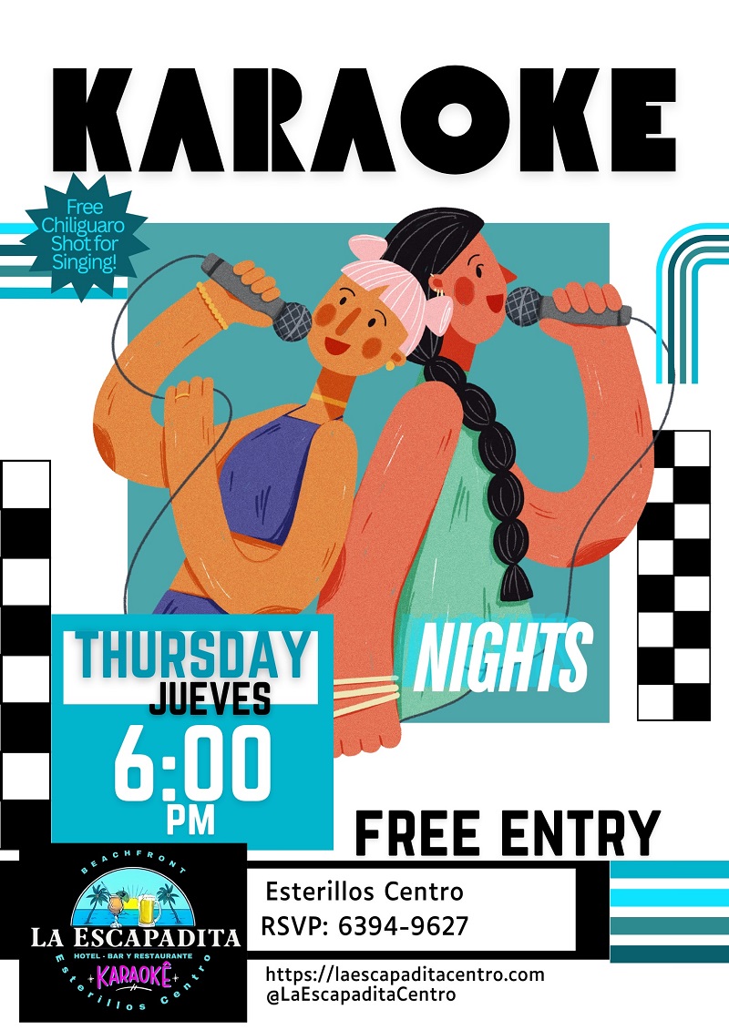 Orange Teal and Black Bold Retro Illustrative Karaoke Nights Event Poster (Poster) - 1