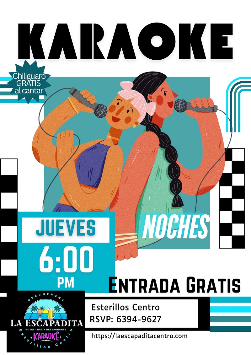 Orange Teal and Black Bold Retro Illustrative Karaoke Nights Event Poster (Poster) - 2